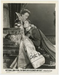 8y154 BETTE DAVIS signed TV 8x10.25 still R1950s with Flynn in The Private Lives of Elizabeth and Essex!
