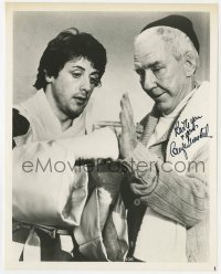 8y665 BURGESS MEREDITH signed 8x10 REPRO still 1980s Sylvester Stallone punching his hand in Rocky!