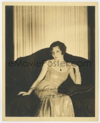 8y164 CLAUDETTE COLBERT signed deluxe 8x10 still 1930s sexy portrait in shimmering gown & necklace!