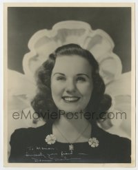 8y168 DEANNA DURBIN signed deluxe 8x10 still 1940s smiling portrait of the Universal leading lady!