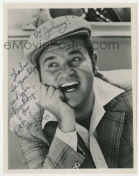 8y699 DOM DELUISE signed 8x10 REPRO still 1977 with a big happy smile wearing plaid suit!