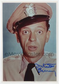8y551 DON KNOTTS signed color 7x10 REPRO still 1980s great portrait in uniform as Barney Fife!