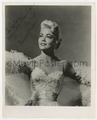 8y702 DOROTHY MALONE signed 8x10 REPRO still 1970s in feathered gown from Man of a Thousand Faces!