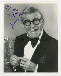 8y736 GEORGE BURNS signed 8x10 REPRO still 1980s classic smiling portrait in tuxedo with cigar!