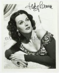 8y755 HEDY LAMARR signed 8.25x10 REPRO still 1990 sexy close portrait in low cut blouse!