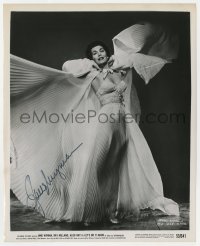 8y225 JANE WYMAN signed 8x10 still 1953 full-length in elaborate pleated dress in Let's Do It Again!