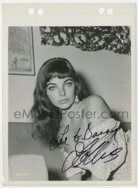8y231 JOAN COLLINS signed 8x11 key book still 1955 c/u in sexy low-cut dress, Land of the Pharaohs!