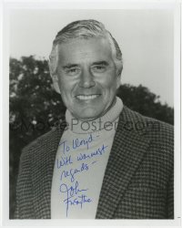8y803 JOHN FORSYTHE signed 8x10 REPRO still 1980s smiling portrait later in his career!