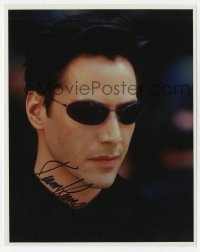 8y571 KEANU REEVES signed color 8x10 REPRO still 2000s best close portrait as Neo from The Matrix!