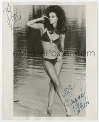 8y912 RAQUEL WELCH signed 8x10 REPRO still 1980s full-length in sexy two-piece bikini by water!