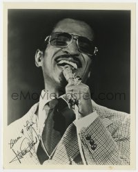 8y951 SAMMY DAVIS JR signed 8x10 REPRO still 1970s happy close up singing into microphone!