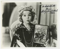 8y956 SHIRLEY TEMPLE signed 8x9.75 REPRO still 1982 cute portrait holding The Boy's King Arthur!