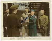 8y141 THIS IS THE ARMY signed color 8x10 still 1943 by BOTH Ronald Reagan AND Joan Leslie!