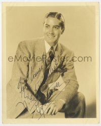 8y307 TYRONE POWER JR. signed deluxe 8x10 still 1930s seated portrait of the handsome leading man!