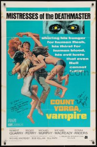 8y019 COUNT YORGA VAMPIRE signed 1sh 1970 by BOTH Robert Quarry AND Roger Perry, cool horror art!