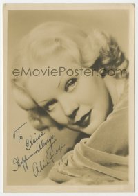 8y373 ALICE FAYE signed 5x7 fan photo 1934-35 beautiful head & shoulders smiling portrait!