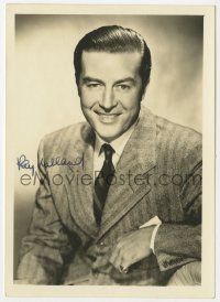 8y391 RAY MILLAND signed 5x7 fan photo 1940s great seated smiling portrait in suit & tie!