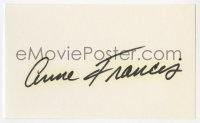8y399 ANNE FRANCIS signed 3x5 index card 1980s it can be framed with included color repro!