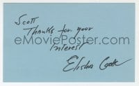 8y423 ELISHA COOK JR. signed 3x5 index card 1980s it can be framed & displayed with a repro still!