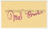 8y474 MEL BROOKS signed 3x5 index card 1980s it can be framed & displayed with a repro still!