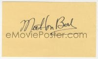 8y476 MILTON BERLE signed 3x5 index card 1980s it can be framed & displayed with a repro still!