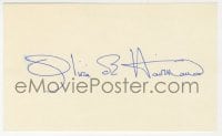 8y477 OLIVIA DE HAVILLAND signed 3x5 index card 1980s it can be framed & displayed with a repro still!