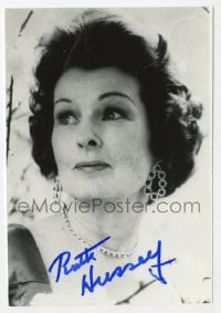 8y613 RUTH HUSSEY signed 4x5 REPRO 1980s head & shoulders portrait wearing cool jewelry!