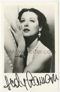 8y113 HEDY LAMARR signed German 4x6 postcard 1980s close up of the beautiful leading lady!