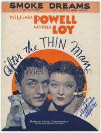 8y094 MYRNA LOY signed sheet music 1936 the Smoke Dreams song from After The Thin Man!