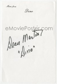 8y329 DEAN MARTIN signed 4x6 stationery 1960s it can be framed & displayed with a repro still!