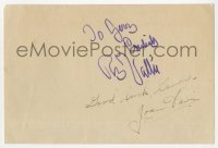 8y367 RUDY VALLEE/JOAN DAVIS signed 4x6 cut album page 1940s it can be framed with a repro still!