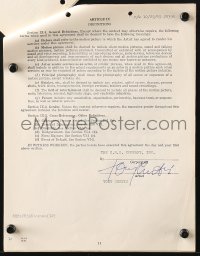8y095 TONY CURTIS signed contract 1969 getting paid $300,000 to be in You Can't Win 'Em All!
