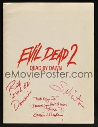 8y043 EVIL DEAD 2 signed presskit w/ 5 stills 1987 by Richard Domeier, Kassie DePaiva AND Nicotero!