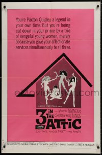 8z011 3 IN THE ATTIC 1sh 1968 Yvette Mimieux, great sexy artwork of naked girls dancing!