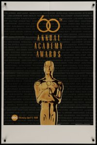 8z018 60TH ANNUAL ACADEMY AWARDS 1sh 1988 cool image of Oscar statue!