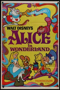 8z031 ALICE IN WONDERLAND 1sh R1974 Walt Disney, Lewis Carroll classic, cool psychedelic art!