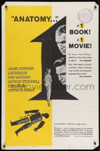 8z039 ANATOMY OF A MURDER style A 1sh 1959 Otto Preminger, Saul Bass silhouette art + images of stars