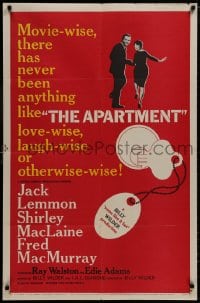 8z050 APARTMENT 1sh 1960 Billy Wilder, Jack Lemmon, Shirley MacLaine, cool key-in-lock art!