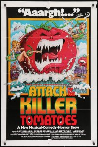 8z058 ATTACK OF THE KILLER TOMATOES 1sh 1979 wacky monster artwork by David Weisman!