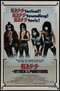 8z059 ATTACK OF THE PHANTOMS 1sh 1978 KISS, Criss, Frehley, Simmons, Stanley w/ blue background!