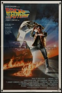 8z063 BACK TO THE FUTURE NSS style 1sh 1985 art of Michael J. Fox & Delorean by Drew Struzan!
