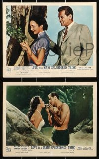 9a100 LOVE IS A MANY-SPLENDORED THING 8 color English FOH LCs 1955 William Holden & Jennifer Jones!