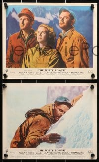 9a141 WHITE TOWER 8 color English FOH LCs 1950 Glenn Ford & Valli, mountain climbing expedition!