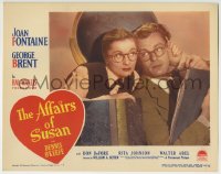 9b025 AFFAIRS OF SUSAN LC #6 1945 c/u of Joan Fontaine & Dennis O'Keefe both wearing glasses!