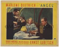 9b039 ANGEL LC 1937 sad Marlene Dietrich & Melvyn Douglas are serenaded by violinist at dinner!