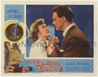 9b088 BLACK GLOVE LC #2 1954 close up of Alex Nicol grabbing scared Eleanor Summerfield, Hammer!