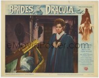 9b115 BRIDES OF DRACULA LC #2 1960 scared Yvonne Monlaur watches vampire rise from coffin!