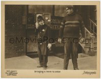 9b147 CAT'S MEOW LC 1924 great image of cop Harry Langdon handcuffed to gigantic man, lost film!