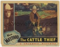 9b148 CATTLE THIEF LC 1936 close up of cowboy Ken Maynard with bad guy tied up on the ground!