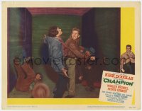 9b150 CHAMPION LC #5 1949 angry future boxing champion Kirk Douglas punches drifters in boxcar!